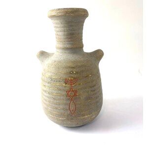 Pottery Vase with Star of David, Fish, Menorah Religious Decor